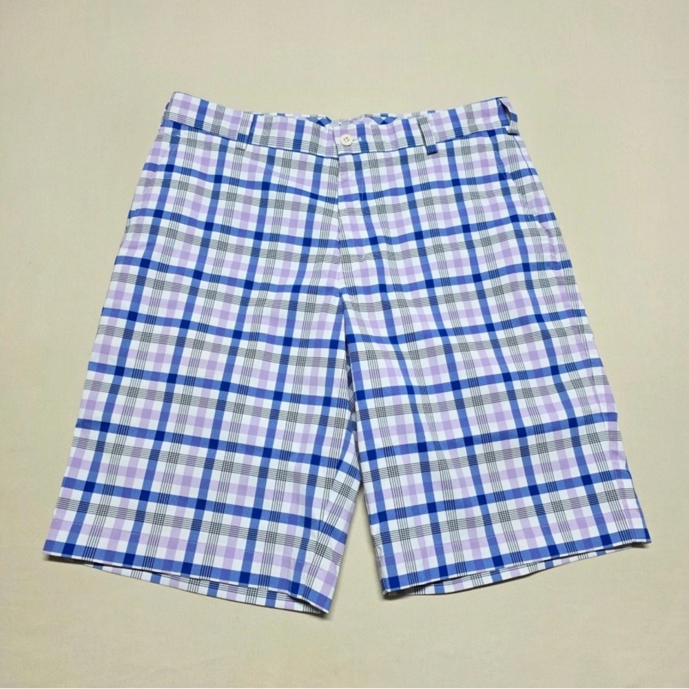 Nike Golf Dri-Fit Plaid Golf Shorts Men 32 Blue Purple White Performance Gingham